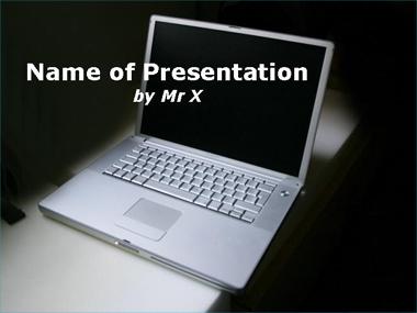 Computer on a blackboard Powerpoint Template image