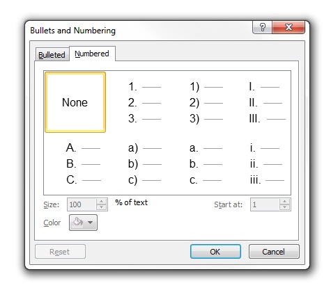 Numbering Menu in Powerpoint Numbering Menu in Powerpoint