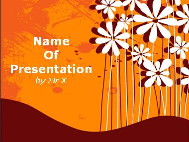 Flowers Over Orange Background Powerpoint Template image
