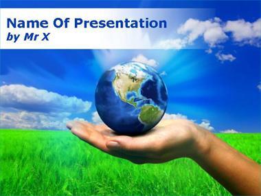 Hand Carrying Earth Powerpoint Template image
