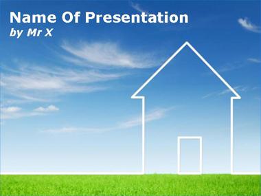 Environment House on Grass Powerpoint Template