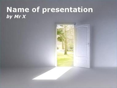 A door opened on a forest Powerpoint Template image