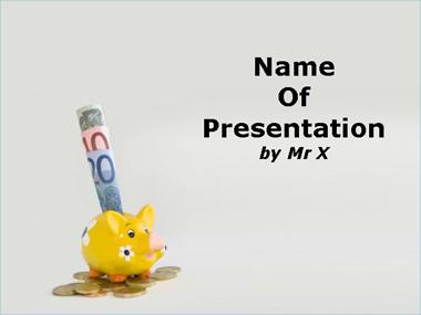 Yellow Piggy bank with euros Powerpoint Template image