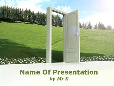 An opened door on environment Powerpoint Template image