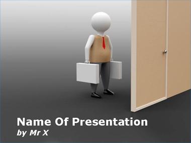 Working Man in front of a Door Powerpoint Template image