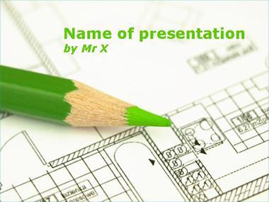 A green pen on a plan Powerpoint Template image