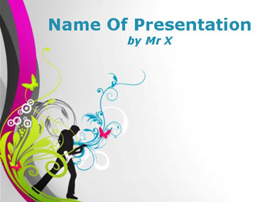 Guitarist and Flowers Powerpoint Template image