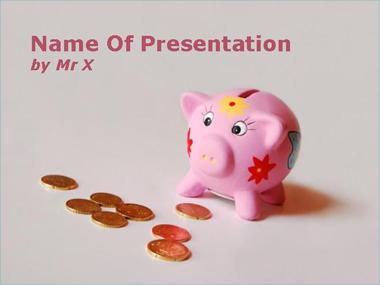 Pink Piggy Bank with Money Coins Powerpoint Template image