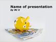 Piggy bank sitting on euros Powerpoint Presentation Template
